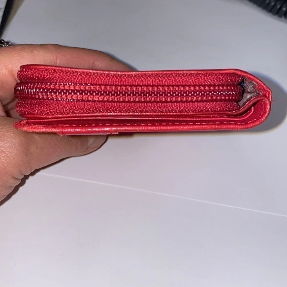 Christian Garets Paris Red Bifold Zip Snap Wallet